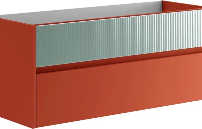 Mobile da bagno sospeso sotto lavabo Niwa 2 cassetti ideale per doppia vasca L119.5 x H50 x P45.5 cm paprika e verde timo cannettato