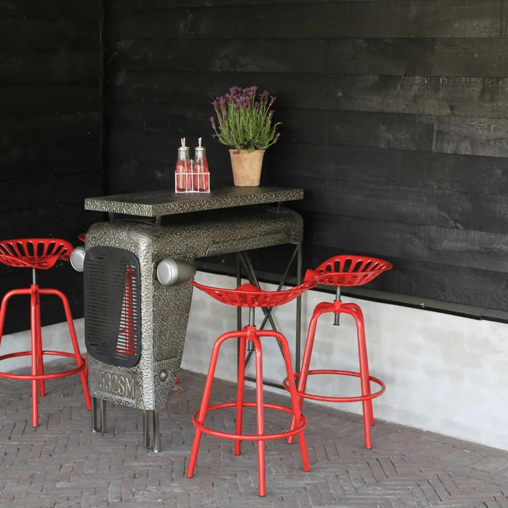 Sedia Da Bar Con Sedile Trattore Rossa /