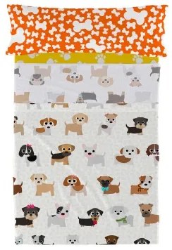 Set di Lenzuola HappyFriday Mr Fox Dogs Multicolore Singolo 2 Pezzi