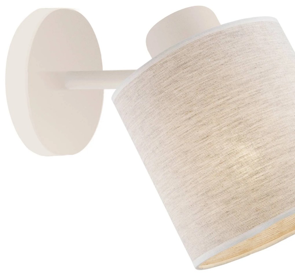 Argon Applique Suerte, bianco crema, tessuto di lino, altezza 18 cm, E14