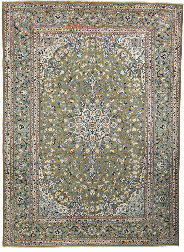 Kashan Tappeto 300x410 Verde (Iran) Annodato A Mano