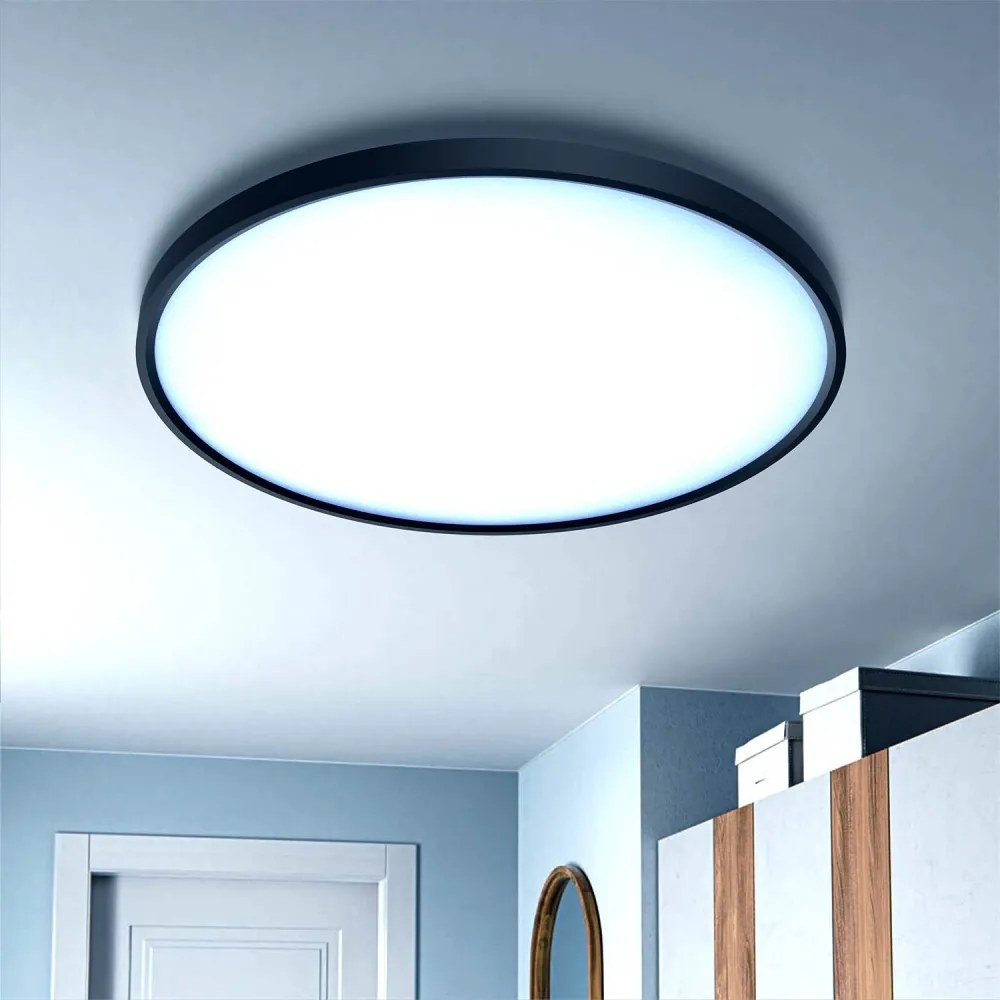Plafoniera LED Rotonda 50W Slim CCT Bianco Variabile Ø600mm, IP20 - Nera Colore Bianco Variabile CCT