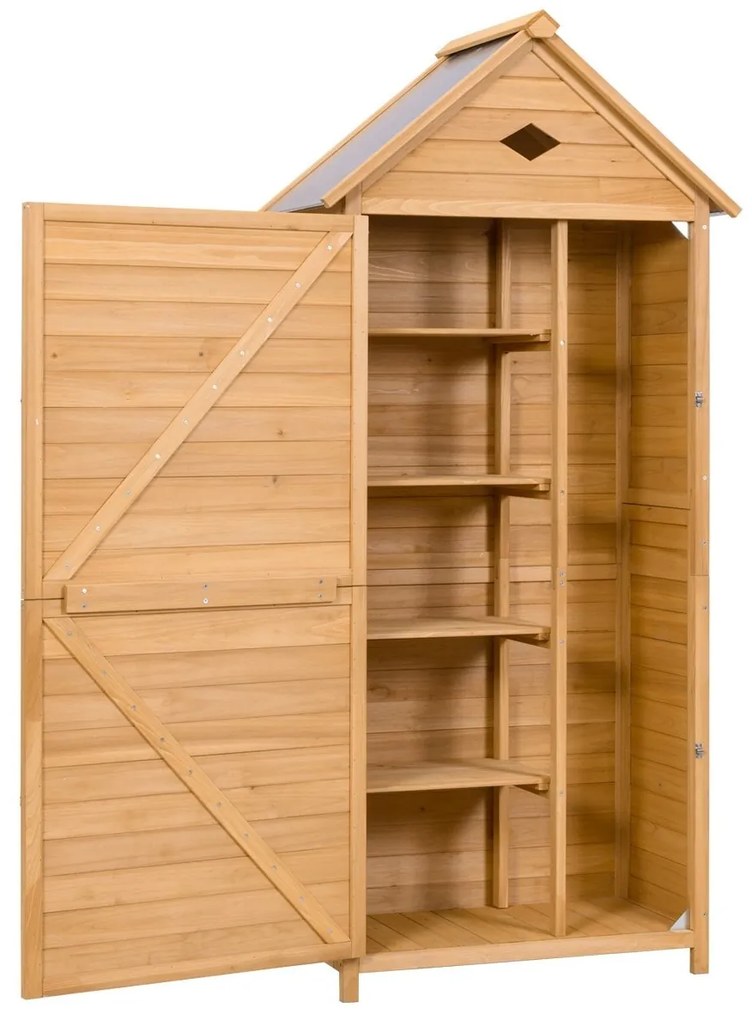 Costway Armadio da esterno per attrezzi in legno, Casetta da giardino 80x45x177cm