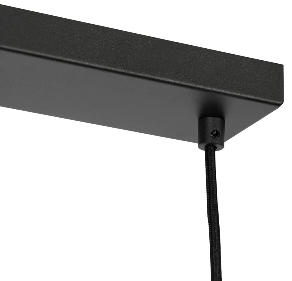 Lampada a sospensione moderna nera con vetro opalino 4 luci - Drop