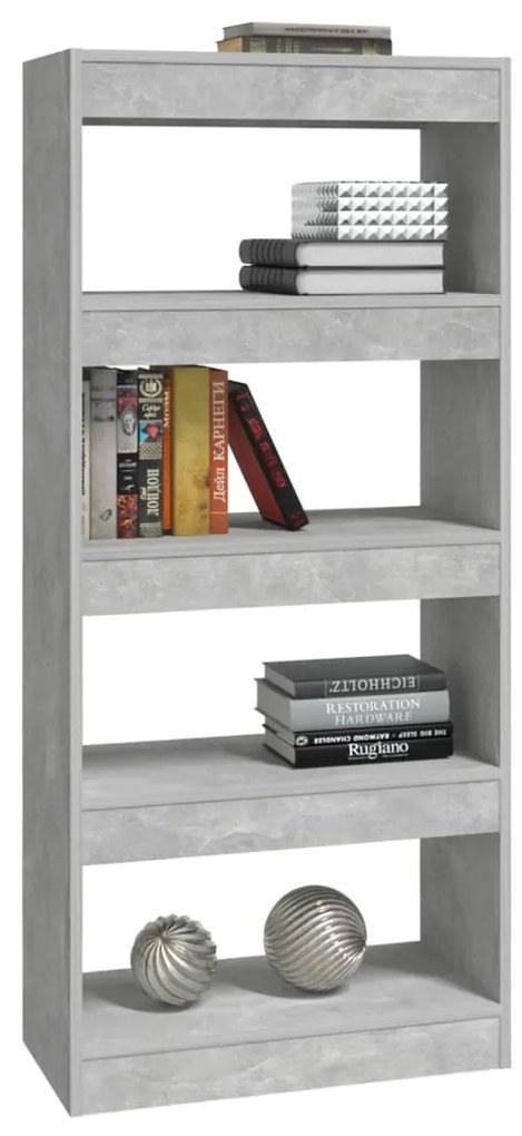 Libreria/divisorio grigio cemento 60x30x135cm legno multistrato