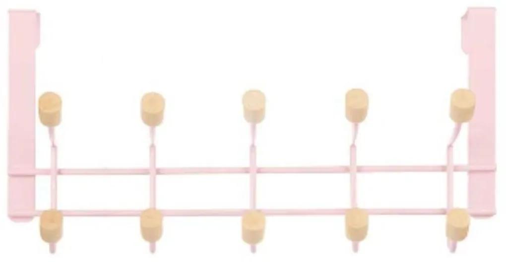 Appendiabiti per Porte Rosa Legno Metallo 35 x 17 x 15 cm (6 Unità)