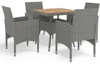 Set Mobili da Pranzo da Giardino 5 pz Grigio Polyrattan Acacia cod mxl 50357