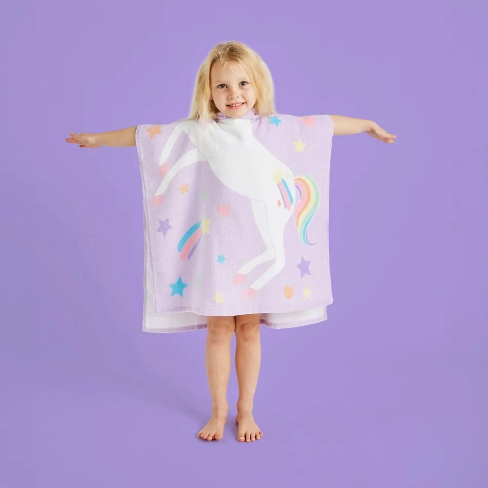 Poncho per neonato in cotone viola Unicorn - Catherine Lansfield