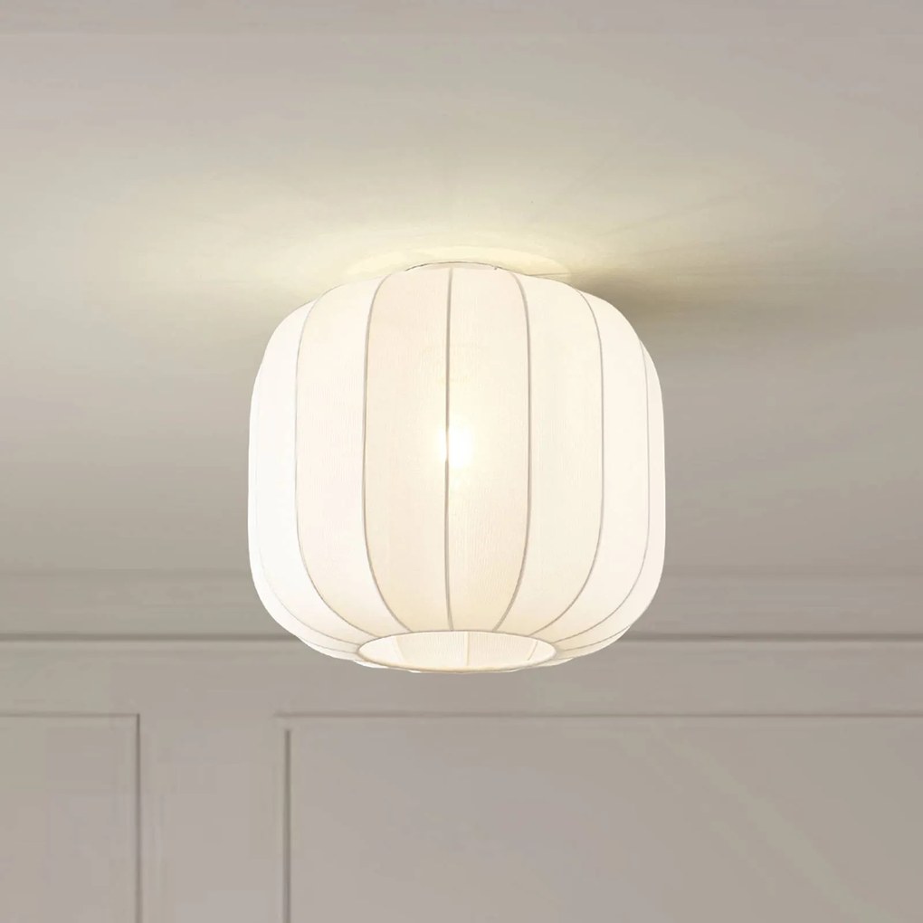 Plafoniera soffitto Helin Lindby, dimmerabile, Bianco / Opale, Soggiorno / Sala da pranzo, Tessuto / Stoffa / Seta, Scandinavo, Plafoniera