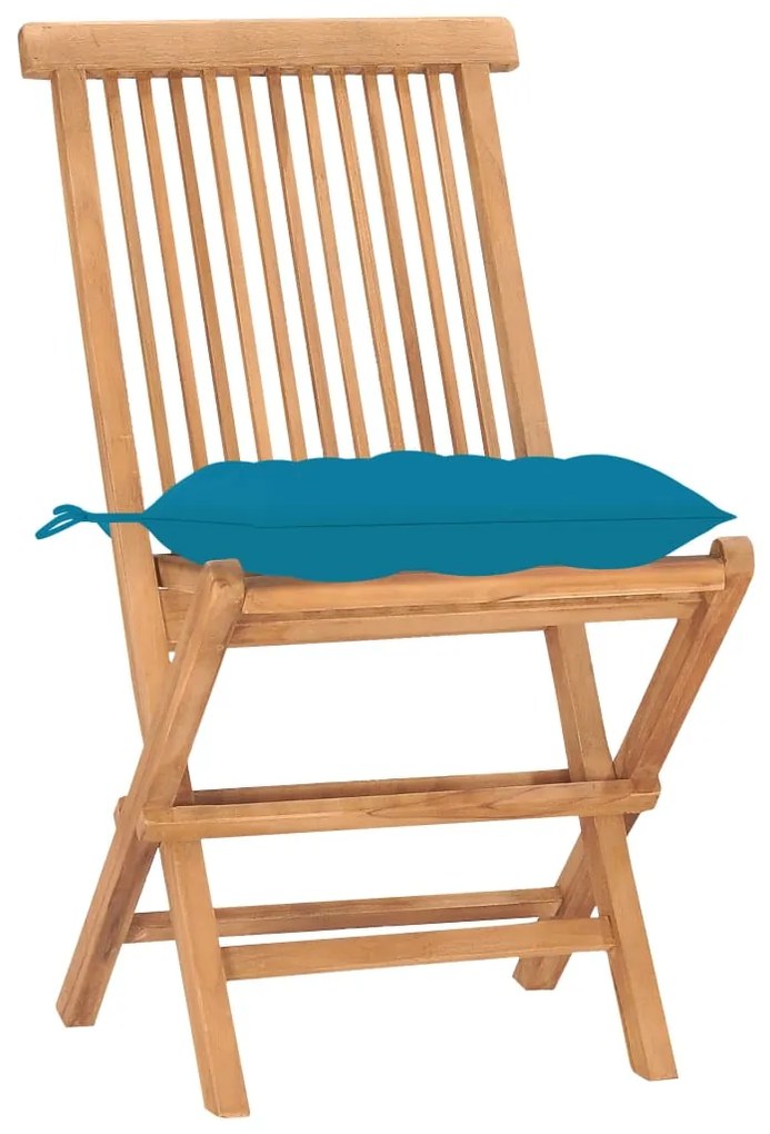 Set da pranzo giardino pieghevole 3 pz cuscino massello di teak