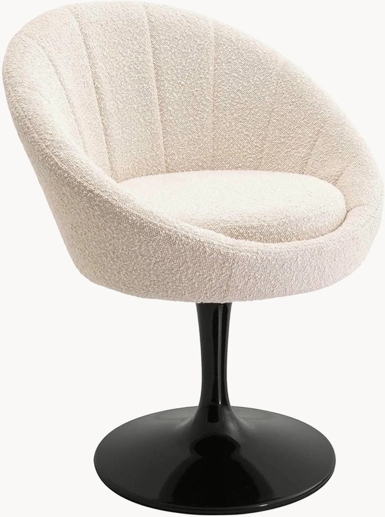 Sedia girevole da pranzo in bouclé con braccioli O'Neill