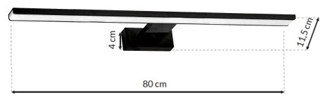 Illuminazione LED per specchio da bagno SHINE BLACK, LED 15W/230V, 80 cm, IP44, nero