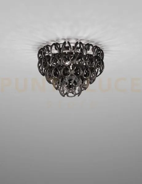Giogali lampadadario a soffitto 50 nero e cromo lucido 4 luci attac...