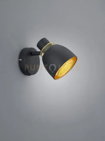 Punch spot singolo orientabile metallo nero e oro h. 14cm 1 luce at...