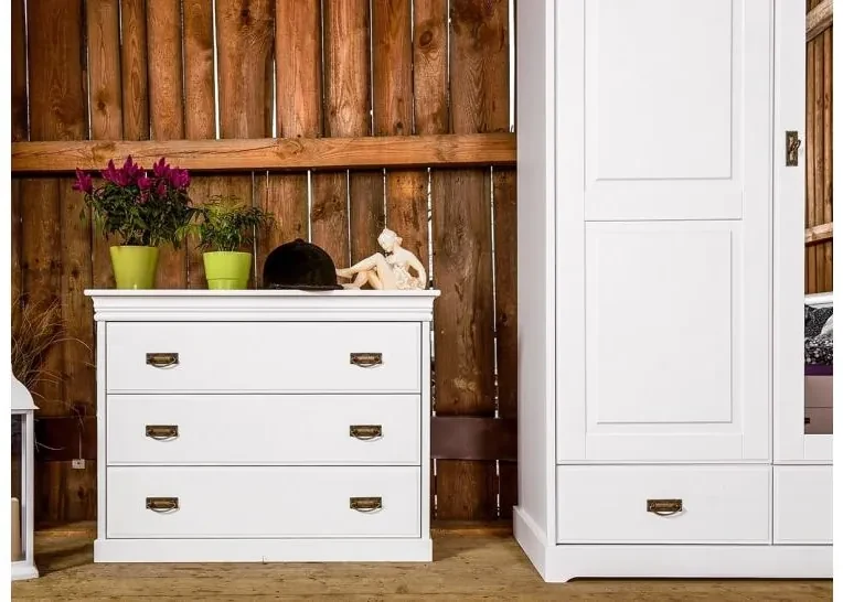 Comò cassettone legno massello bianco shabby toscano