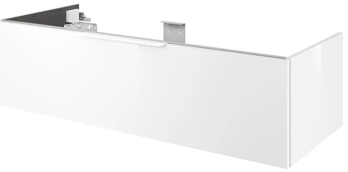 Mobile da bagno sospeso sotto lavabo L 120 x H 64 x P 48 cm bianco laccato lucido, 4 cassetti Apertura push-pull SENSEA Neo, Maniglie acquistabili separatamente