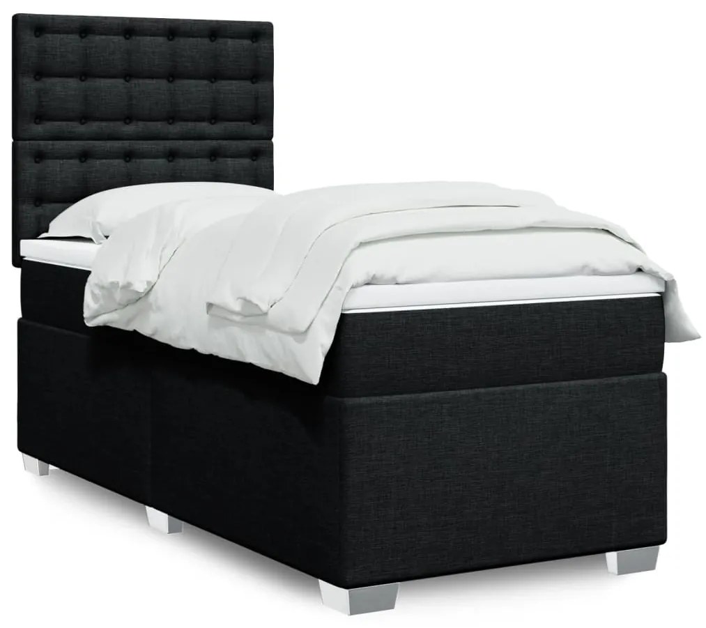 Giroletto A Molle Con Materasso Nero 90x190 Cm İn Tessuto /