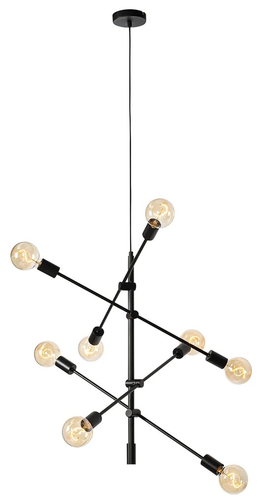 Lampada a sospensione industriale nera 8 luci - Sydney