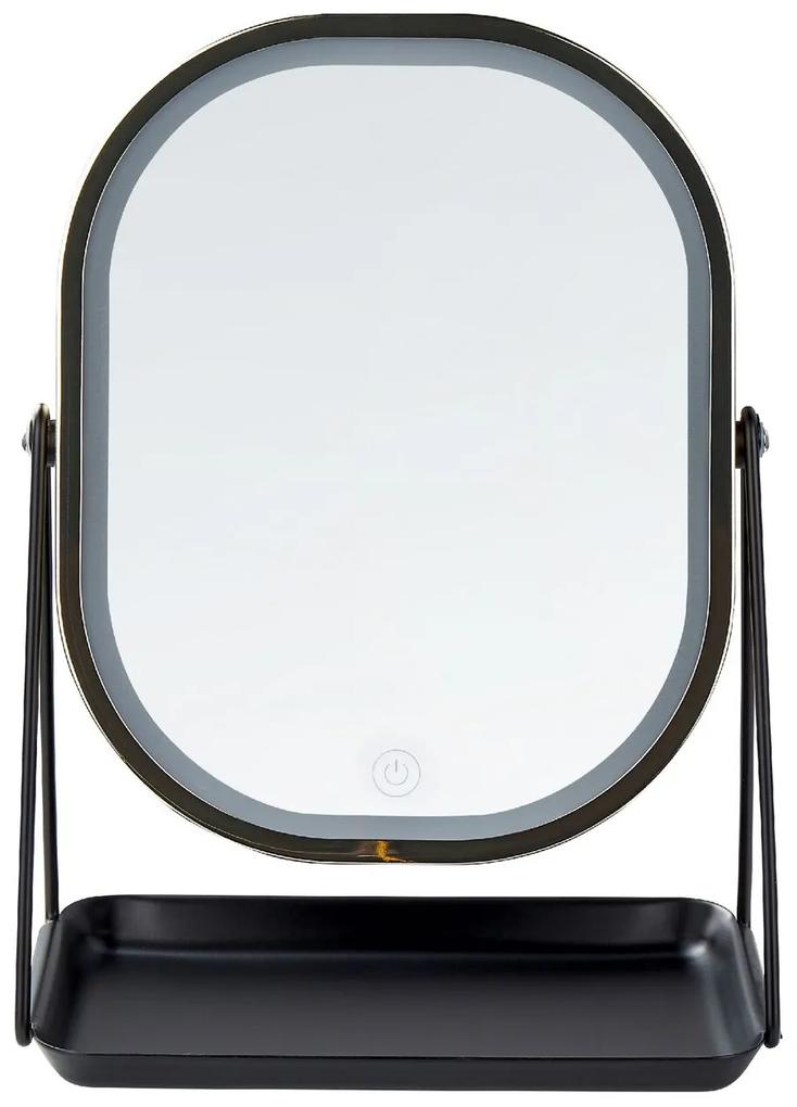 Specchio da tavolo LED oro 20 x 22 cm DORDOGNE Beliani