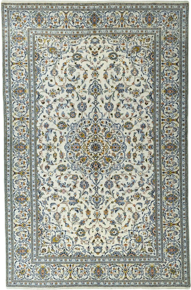 Kashan Tappeto 200x310 Beige (Iran) Annodato A Mano