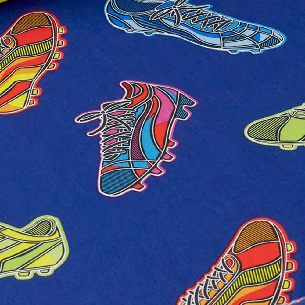 Lenzuolo con angoli per bambini blu per letto matrimoniale 135x190 cm Bright Football – Catherine Lansfield