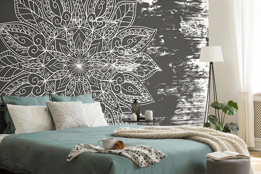 Carta da parati autoadesiva – Texture di mandala in bianco e nero