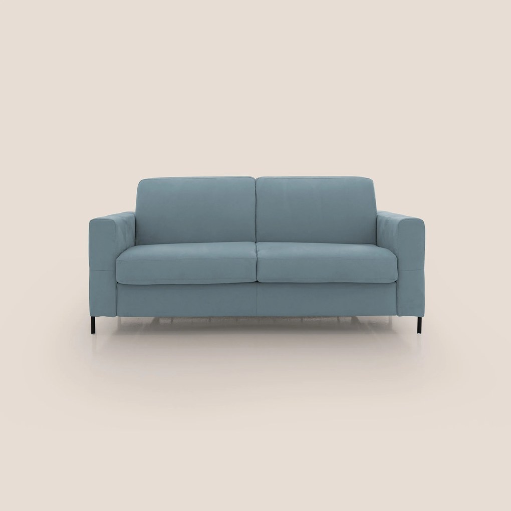 Ortensia divano letto materasso H18 cm con piedi alti in elegante microfibra smacchiabile T11