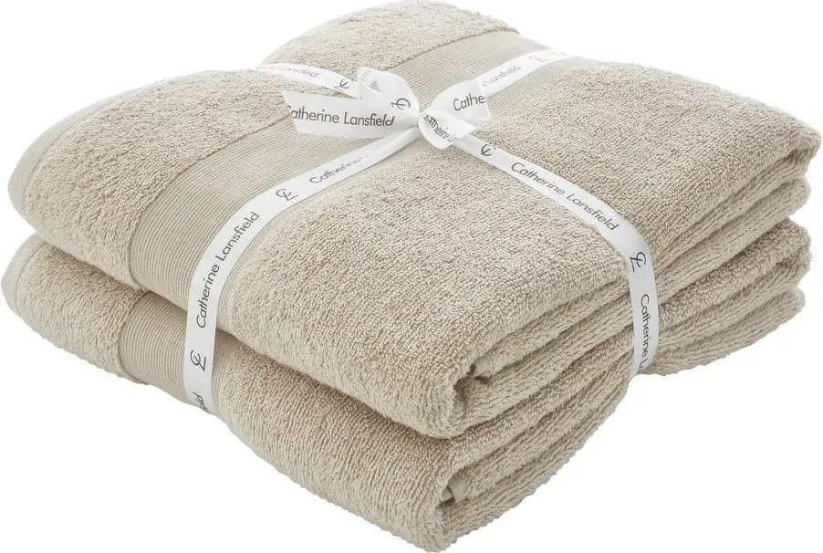 Set di 2 asciugamani in spugna di cotone beige 90x140 cm Anti-Bacterial - Catherine Lansfield