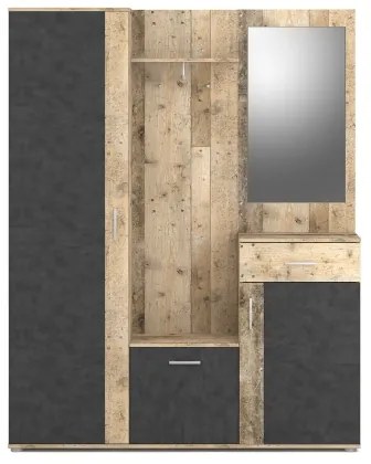 Mobile per ingresso con specchio NOLAN, marrone/grafite