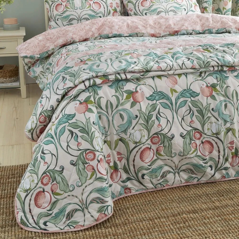 Copriletto verde-rosa per letto matrimoniale 220x230 cm Clarence Floral - Catherine Lansfield