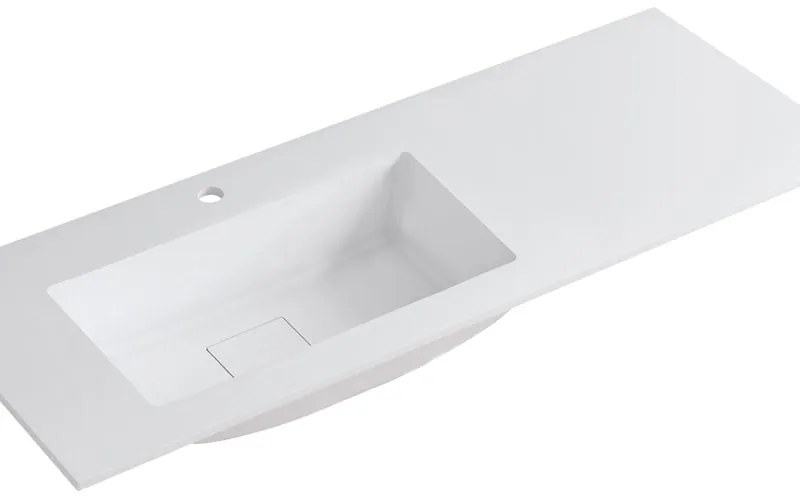 Lavabo a incasso rettangolare vasca a sinistra L 120.5 x H 15 x P 46 cm in resina bianco opaco