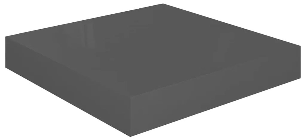 Scaffali a parete 4 pz grigio lucido 23x23,5x3,8 cm in mdf