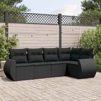 Set Divani da Giardino 5 pz con Cuscini in Polyrattan Nero 3221324