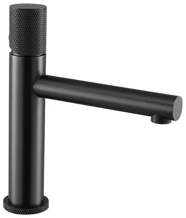 Miscelatore lavabo nero opaco con leva zigrinata in acciaio inox Gemini