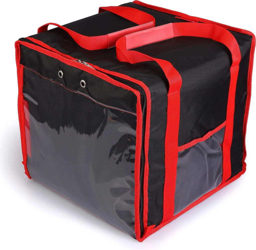 Borsa Termica Porta Pizze da Asporto 8/10 Cartoni Safemi Express 10 Nera e Rossa...