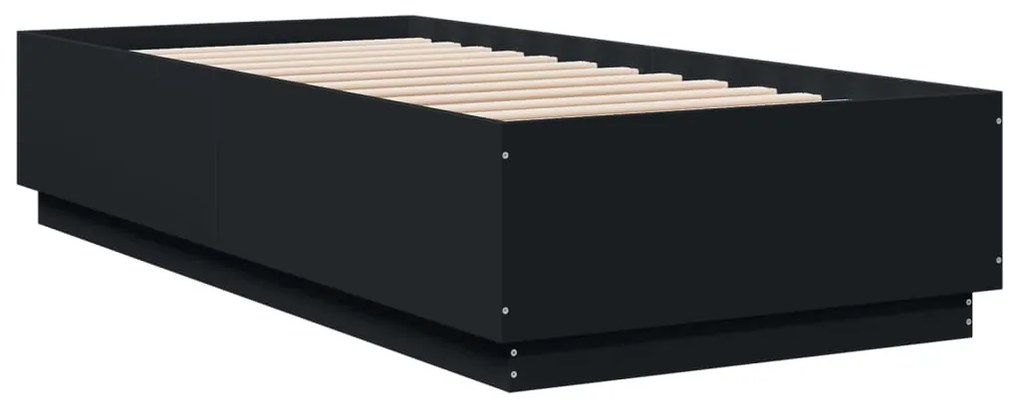 Giroletto con luci led nero 100x200 cm in legno massello