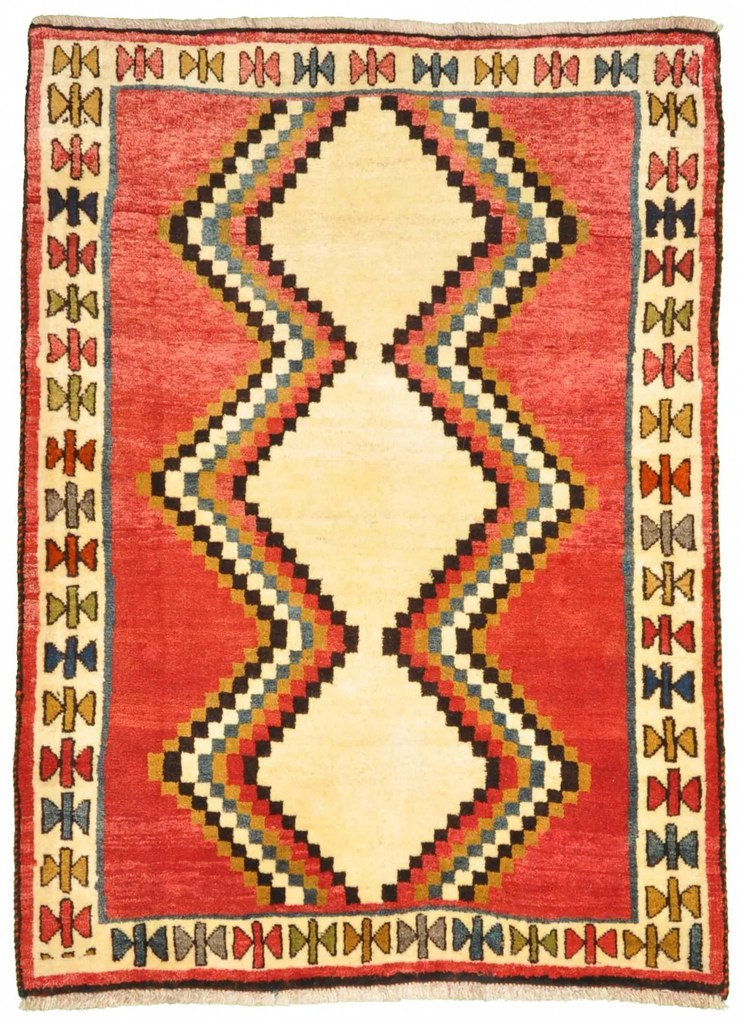 Gabbeh Tappeto 150 x 110 Rosso (Iran) Annodato A Mano
