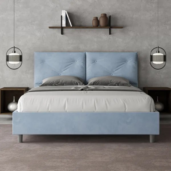 Letto contenitore da 160x190 in microfibra azzurro Appia