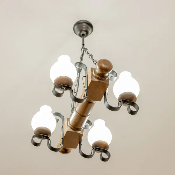 Brilagi - Lampadario a sospensione con catena RUSTIC 4xE14/40W/230V faggio/noce