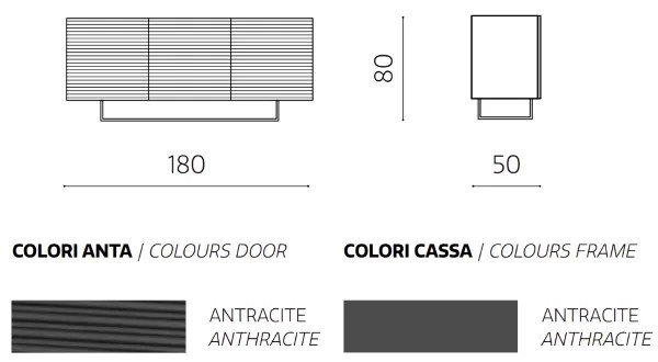 Madia 3 ante in legno 180 cm Antracite - ARISA piedini sagomati