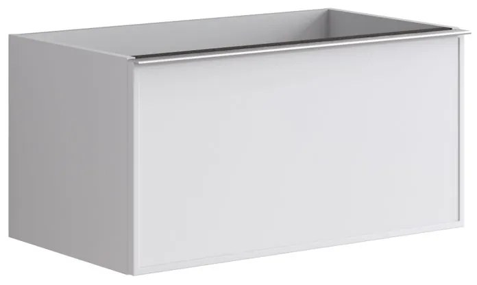 Mobile da bagno sotto lavabo Pixel frame frontale bianco e maniglia alluminio brillante laccato opaco L 80 x H 40 x P 45.5 cm 1 cassetto, lavabo non incluso