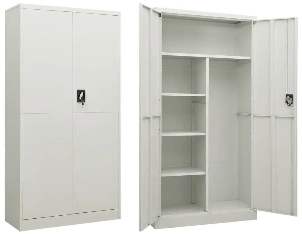 Armadio Con Ripiani Grigio Chiaro 90x40x180 Cm İn Acciaio /