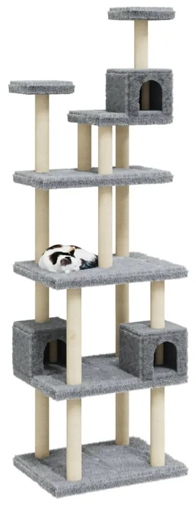 Albero per gatti con tiragraffi in sisal grigio chiaro 188 cm