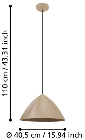 Eglo 900836 - Lampadario a sospensione con filo PODERE 1xE27/40W/230V color crema