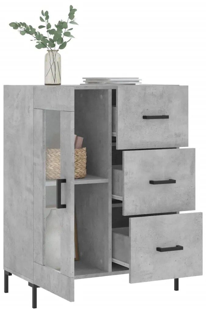 Credenza grigio cemento 69,5x34x90 cm in legno multistrato