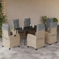 Set Pranzo da Giardino 7 pz con Cuscini Beige Misto Polyrattan 3212828