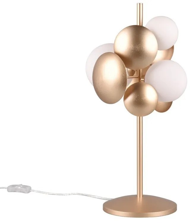 Lampada da tavolo con paralume in vetro in oro e bianco (altezza 50 cm) Bubble - Trio Select