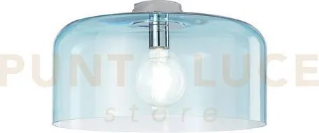 Plafoniera gibus turchese 1 luce attacco e27 40x40x23cm in vetro so...