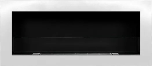 Camino a bioetanolo da parete o incasso Livorno Bianco L 90 x P 12 x H 40 con vetro