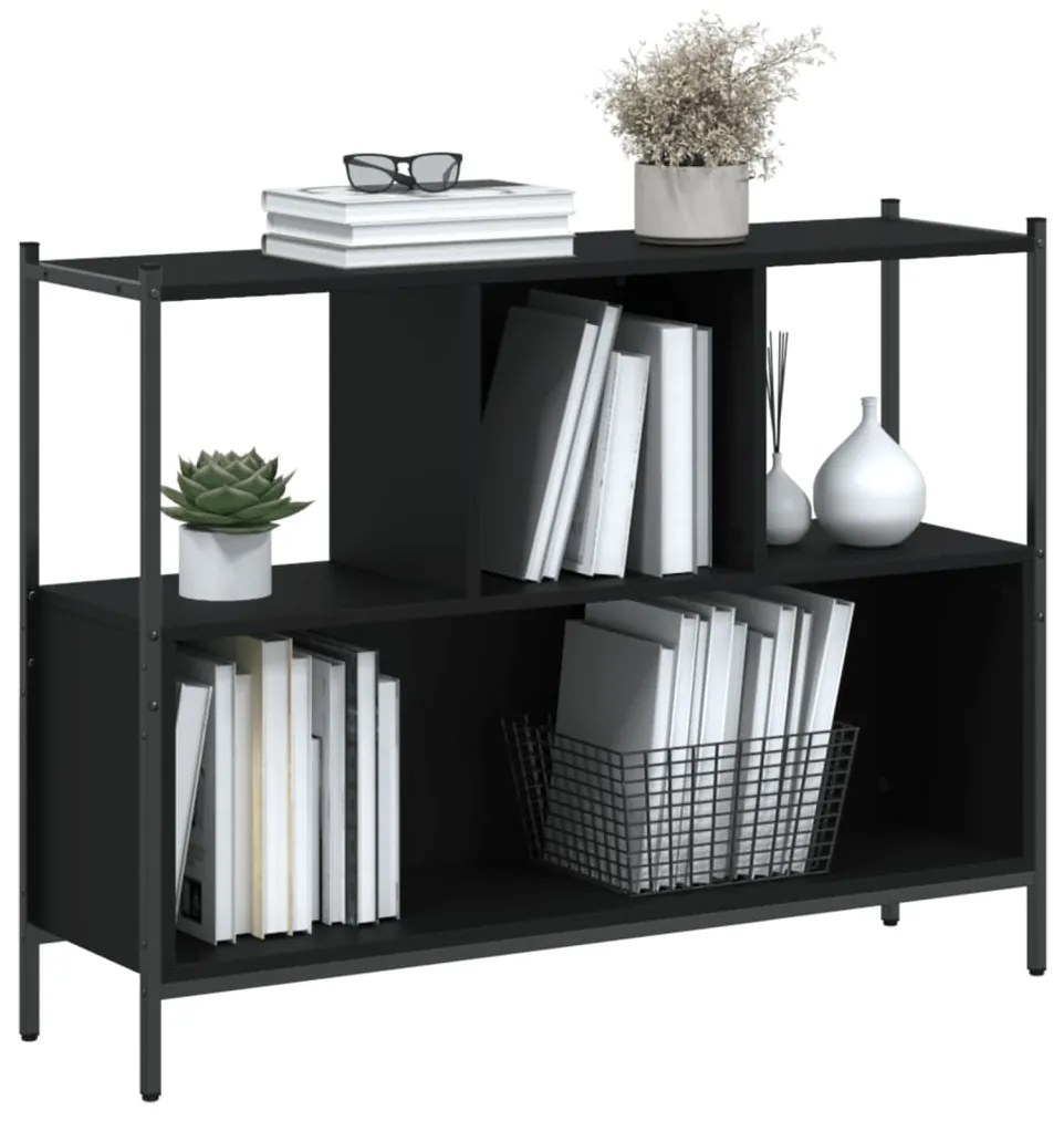 Libreria Nera 102x28x77,5 cm in Legno Multistrato